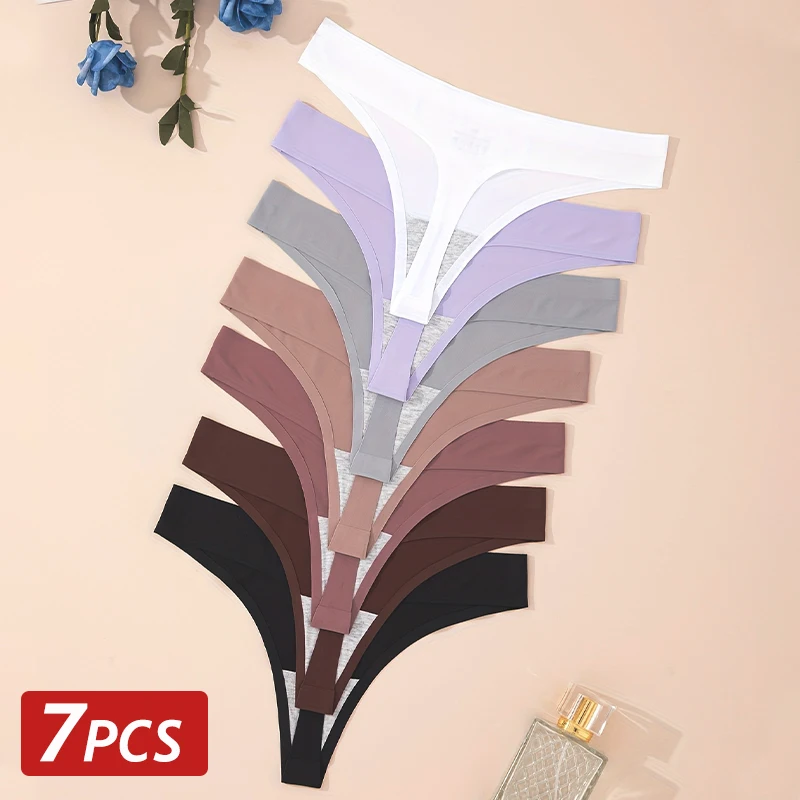 Ice Silk Seamless Women G-String Panties 7PCS/Set
