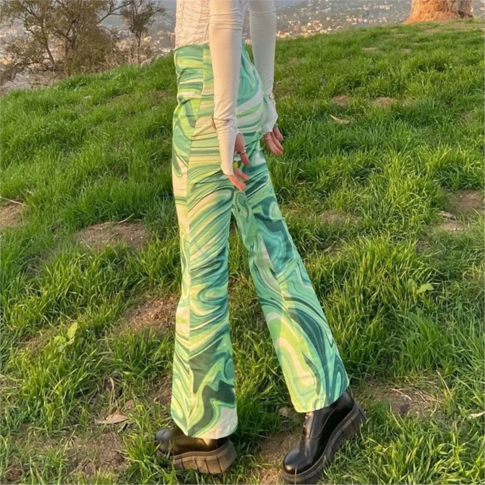 

2023 Womens Summer Pants Fashion Street Water Wave Print Pants Famale Sexy Spicy Girls' Fashion Pantalones De Mujer Elegantes