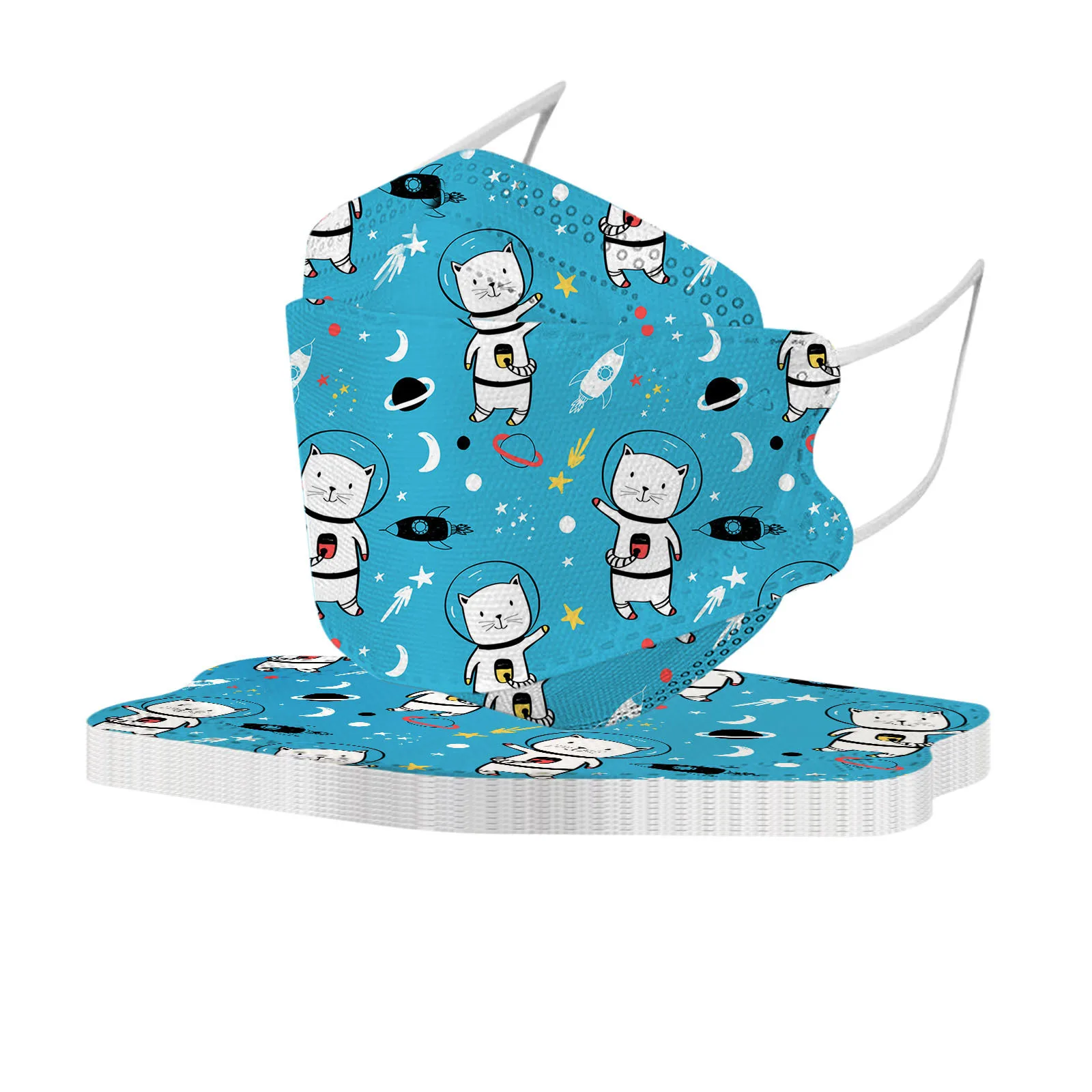 10Pcs Children's Fish-shaped Space Design Disposable Mask, Four-layer Ultra-filtering For Boys And Girls
