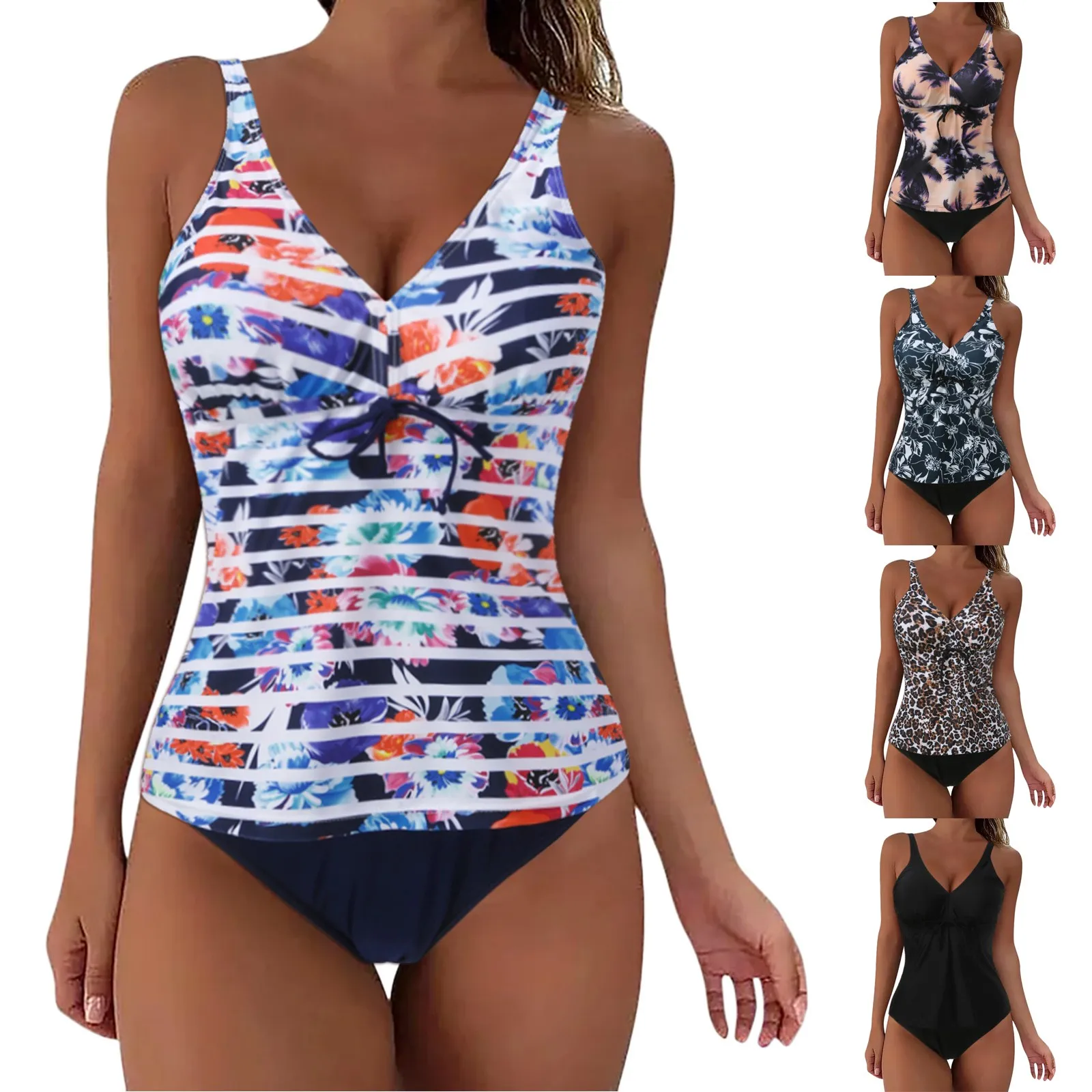 

Комбинезон с юбкой, верхний слой для девочек с полосками, новинка 2023, бикини, Женский раздельный купальник, купальник с принтом