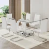 Glass Dining Table Set for 6 ,7 Piece Dining Table Set,Tempered Glass Table Top,PU Leather Ergonomic Dining Chairs Easy Assembly 1