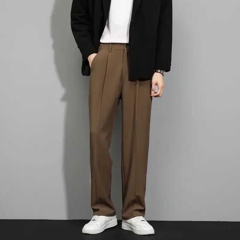 thumbnail image 1 of Pantalones rectos de verano para hombre, pantalones de traje de talla grande para hombre, negros, de alta calidad, coreanos, muchas reseñas, tela de lujo con estilo 2024, 1 of 4