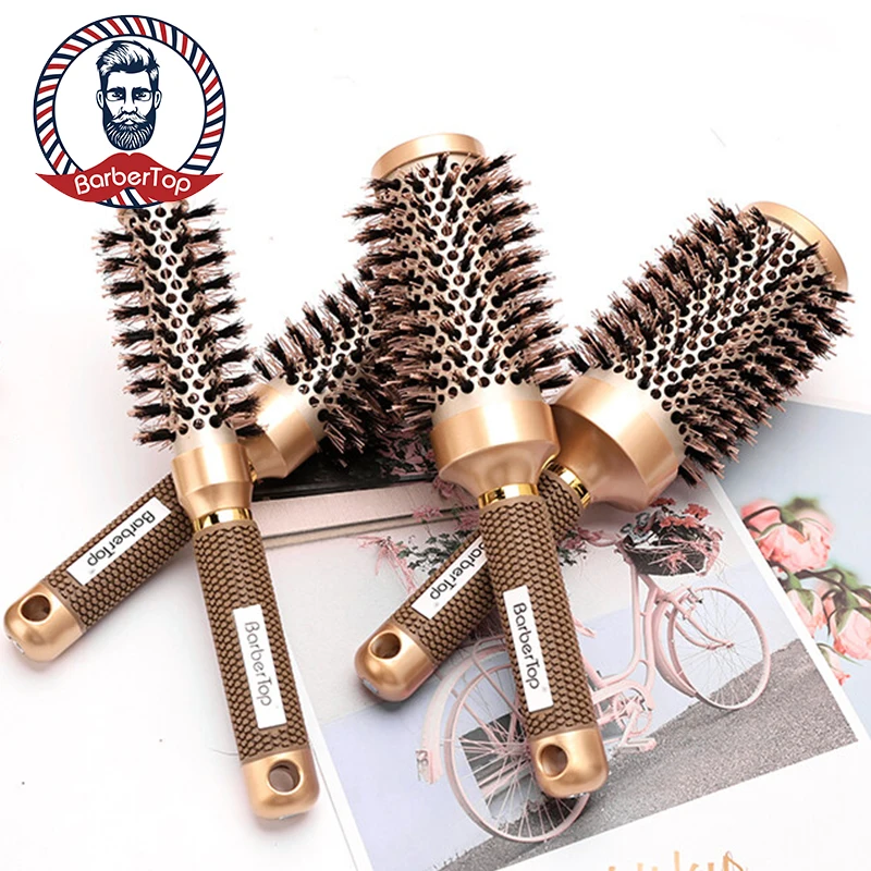 

Круглая расческа Barbertop, салонный инструмент для укладки волос, парикмахерские щетки для завивки волос