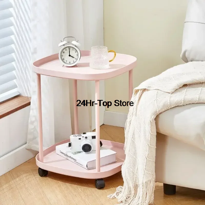 

INS Coffee Table Sofa End Table Bedroom Bedside Coffee Table Living Room Storage Rack Movable Pulley Kitchen Sundry Organizer