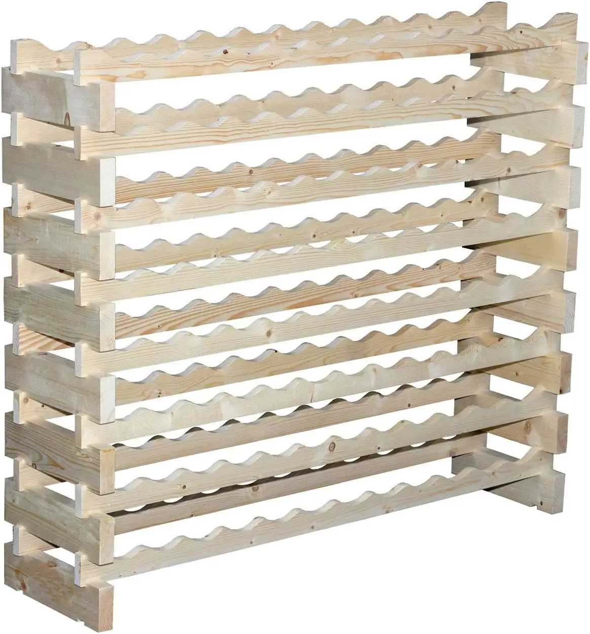 

Stackable Modular Wine Rack Wine Storage Rack Wine Holder Display Shelves,Wood Wobble-Free(Unfinished,12 X 8 Rows (96 Slots)