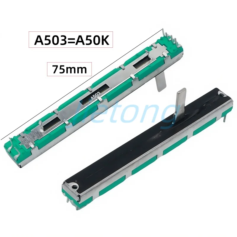 1pc A103 B103 10K Ohm 75mm Straight Slide Liner Potentiometer Mixer Fader Variable Resistors Dual Channel Fader Dimming Tuning