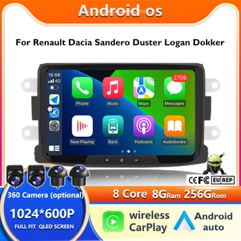 Radio Multimedia para Auto Android16 con Android Auto para Renault Dacia Sandero Duster Logan Dokker, Reproductor GPS, Navegador, Estéreo, Bluetooth, Wifi 1