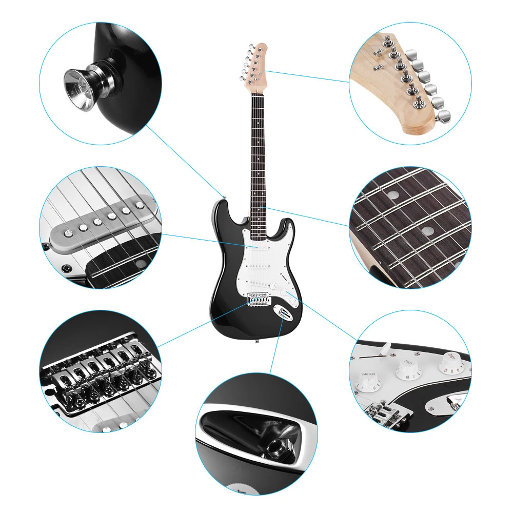Electric guitar Electric guitar kit 21 Frets 6 Strings Electric Guitar Solid Wood Paulownia Body Maple Neck with Speaker Necessary Parts & Accessories
