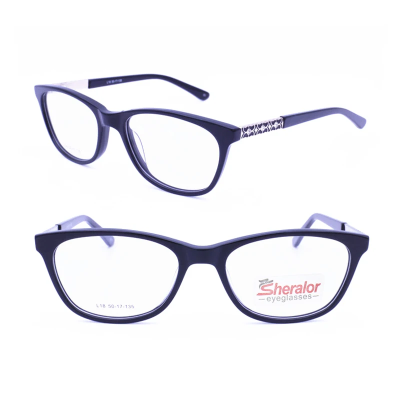 

L18 полный обод высокие классические ацетатные комбинированные узоры с вырезами уникальные ацетатные оптические оправы с гибкими шарнирами для дам