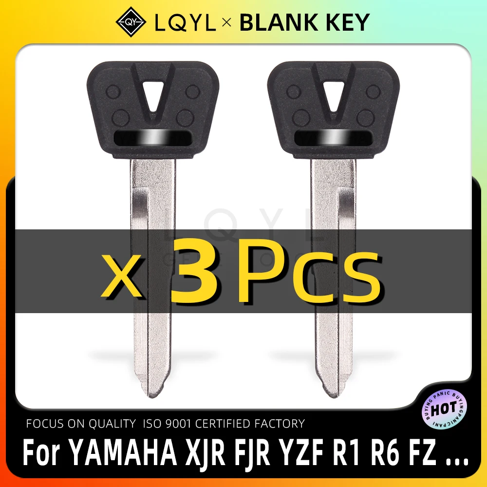 3Pcs Blank Key Motorcycle Replace Uncut Keys For YAMAHA SVS400 XJR1200 FJR1300 R1 R6 FZ1 FZ4 FZ6 FZ8 S N XJR400 XJ6 FZR400 SR400