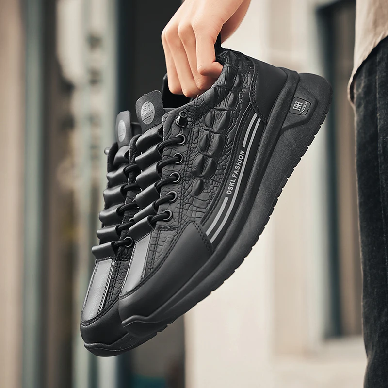 All Four Seasons of Artificial Leather Surface Comfortable Leather Soft Sole Cushioned Shock Absorption Outdoor Sports Shoes 4