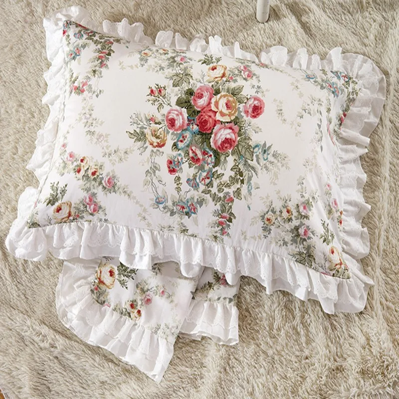 QSH Juego De Sábanas Florales Tamaño Queen - Vintage Chic Desgastado, Flores De Rosa, 100% Algodón, Ropa De Cama Estampada, Sábanas Tamaño Queen Para Cama, Extra Suave Y Transpirable, Juego De
