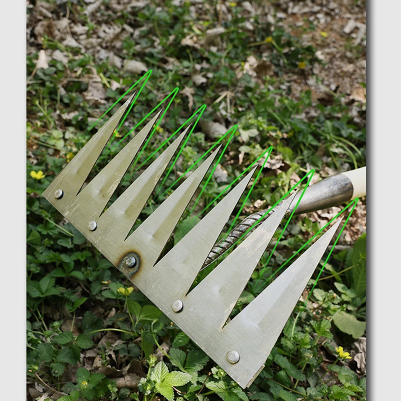 garden hand rake garden hoe garden weeder garden cultivator garden mowing tool gardening hoe weeding rake steel farm tool grasping raking level loosen soil harrow clean leaves collect weeds agricultural tool