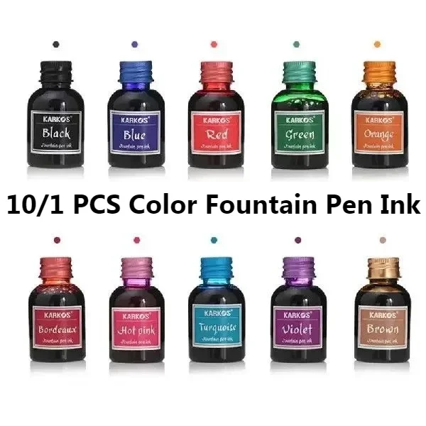 비탄소 잉크 만년필 잉크 카트리지 리필 플라스틱 병 펜, 사무용품 문구, 10/1 개, 30ml