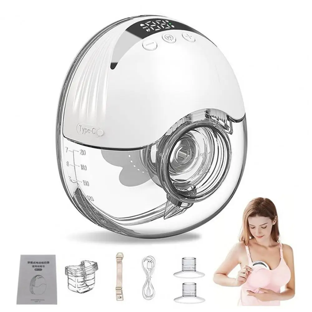 1/2Pcs Electric Breast Pump Hands-Free Breastfeeding Pump with 4 Modes Time Display Cordless Milk Suction Cup Electric