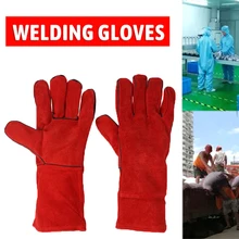

New 1 Pair Red Welding Protective Gloves With Kevlar Stitching 35cm Long Welding Soldering Protective Supplies