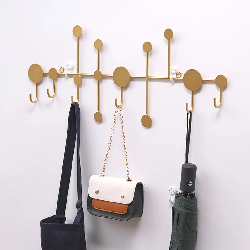 

6 Hooks Rack Rail Wall Mounted Coat Hat Hanger Entryway Kitchen Utensil Towel Clothing Hanging Stand Multifunctional Door Hook
