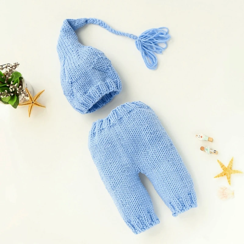 

2 Pcs/set New Long Tail Cute Baby Photo Clothing Suit Hand-woven Newborn Photography Props Costume