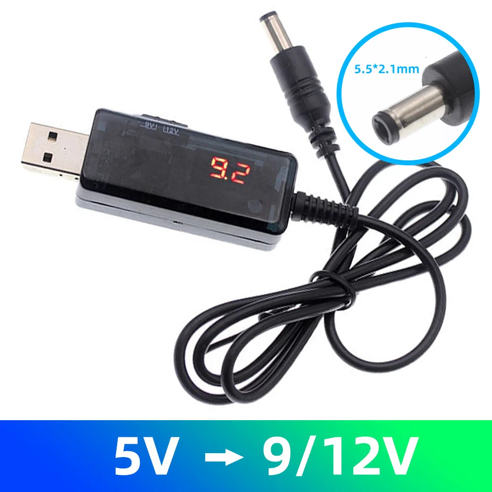 

DC 5V to 9V 12V USB Cable Power Boost Line For WiFi Router Adjustable Voltage Step-Up Converter Cable Led Display Charging Cable