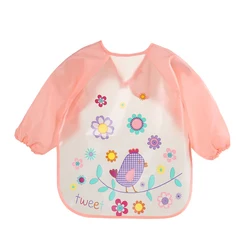 Baby Waterproof Long Sleeve Bib with Cute Cartoon Design (Bird)