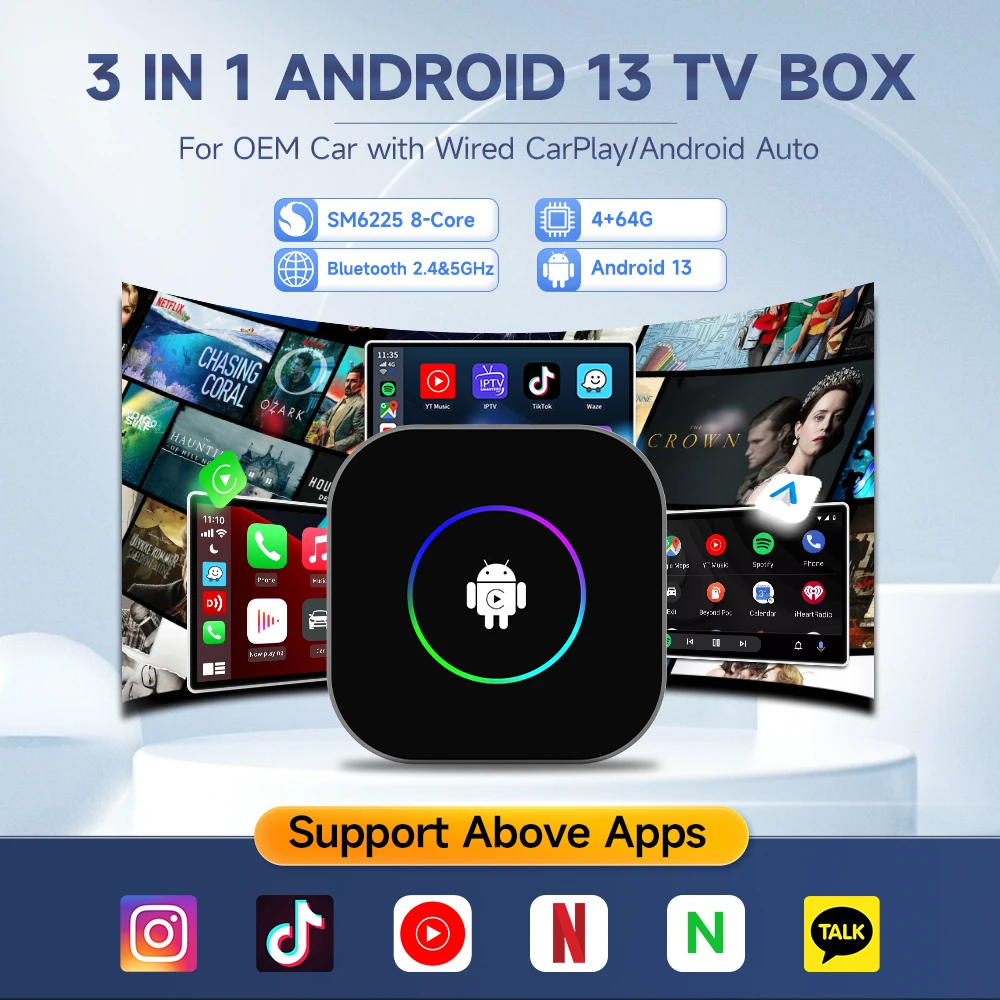 CarlinKit R2 Tbox Wireless Carplay Android Auto TV Box 3 in 1