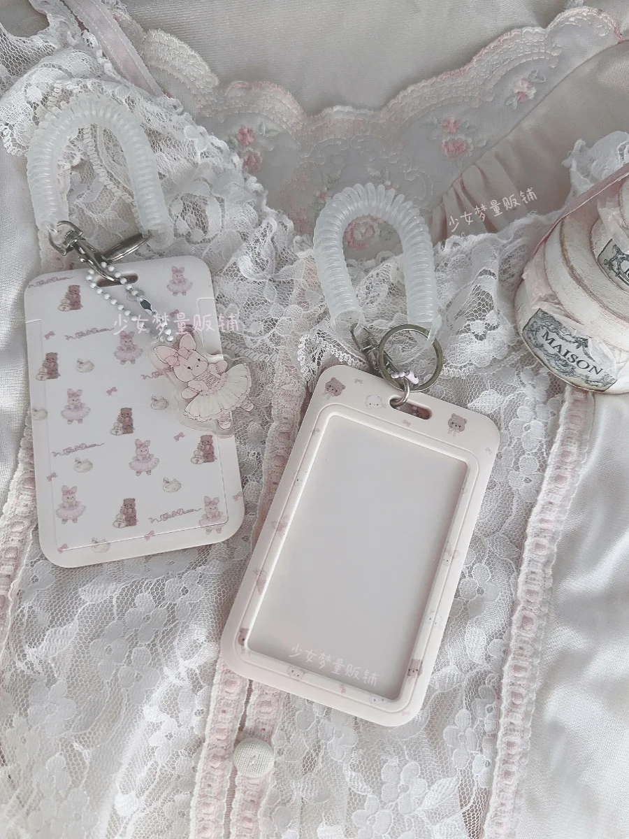 

Girl Dream Shop Cute Bunny Bear Transit and Meal Card Holder Students Lanyard Cards Portable and Wearable