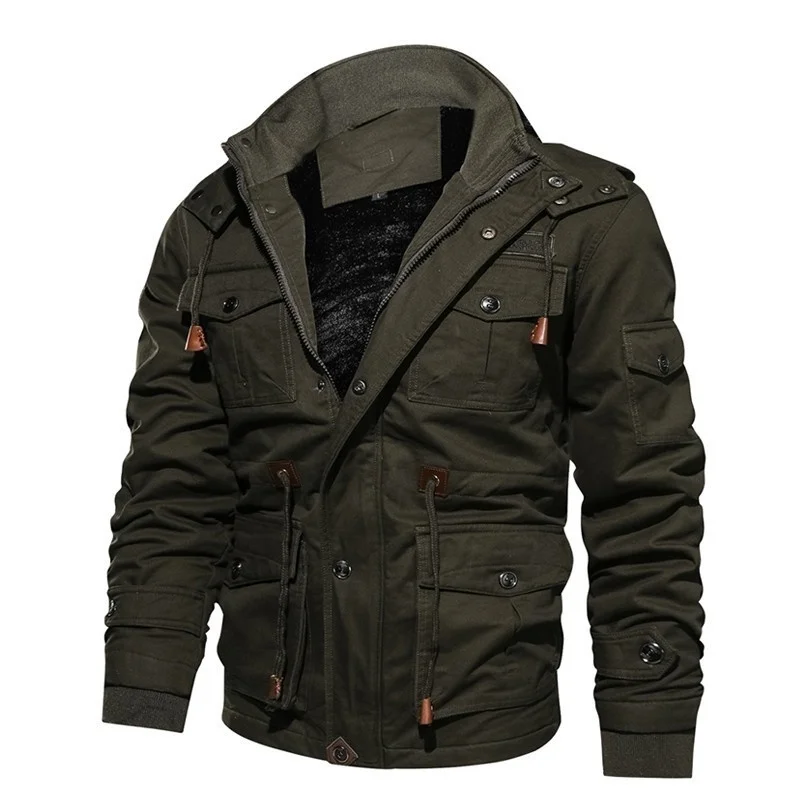 

Winter Outdoor Hiking Warm Military Cargo Jacket Men Camping Climbing Thermal Thicken Windproof Fleece Lining Tactical Coat Tops