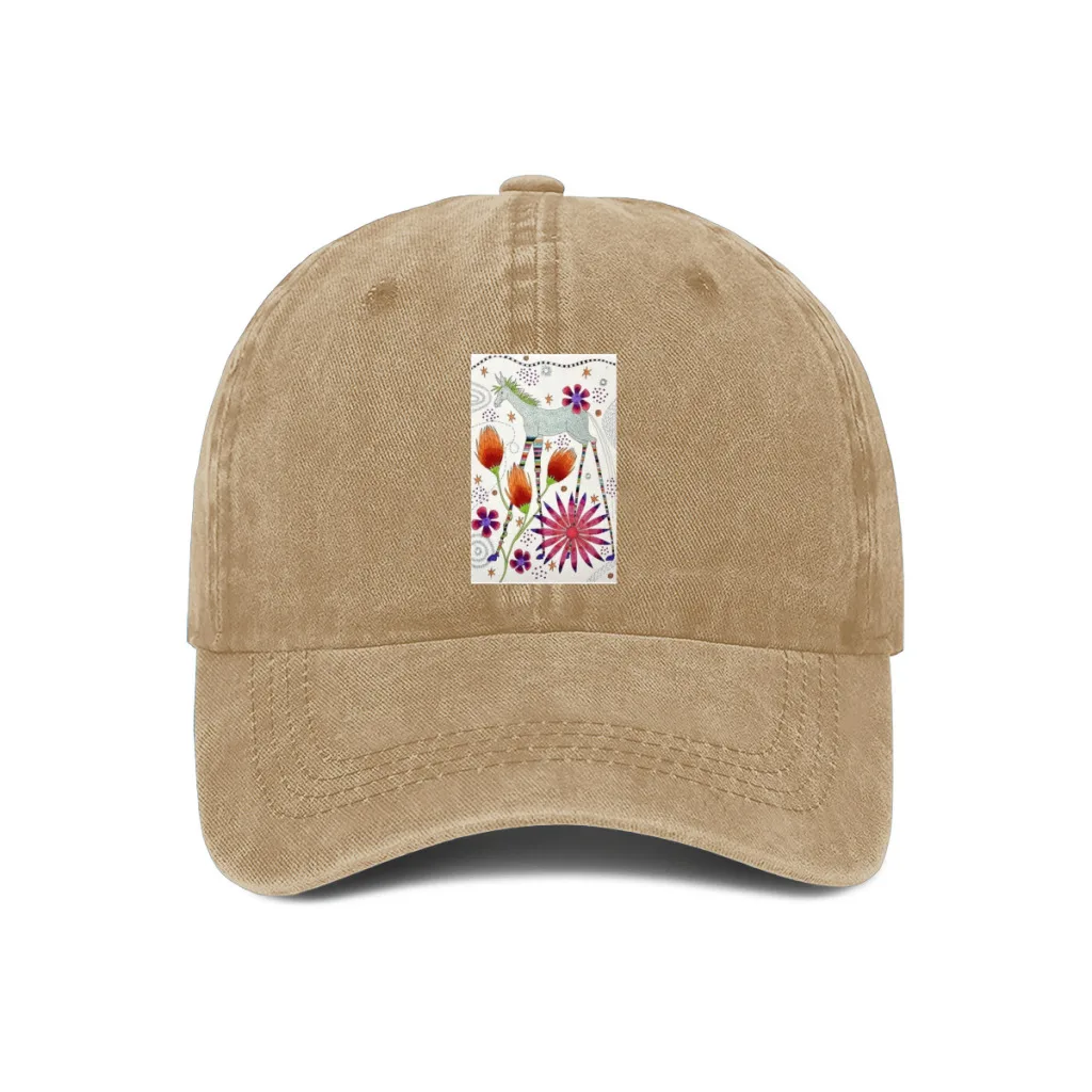 

Tall Horse with Flowers Cool Baseball Cap Men Cowboy Hats Women Visor Caps