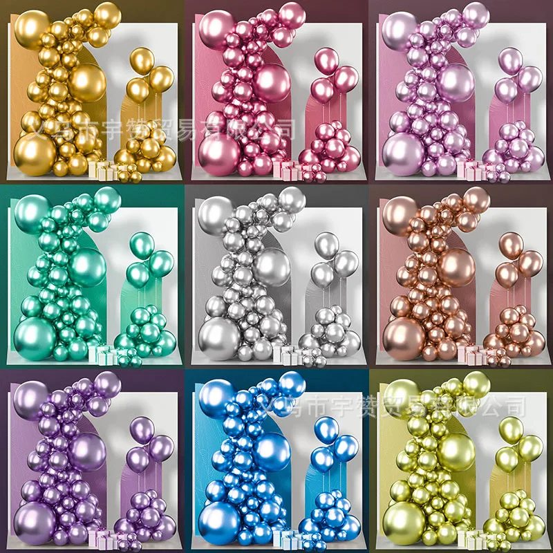

New 100pcs Metallic Latex Ball Chain Set 18/12/10/5inch Mixed Shop Decoration Birthday Party Wedding Layout Christmas Festival
