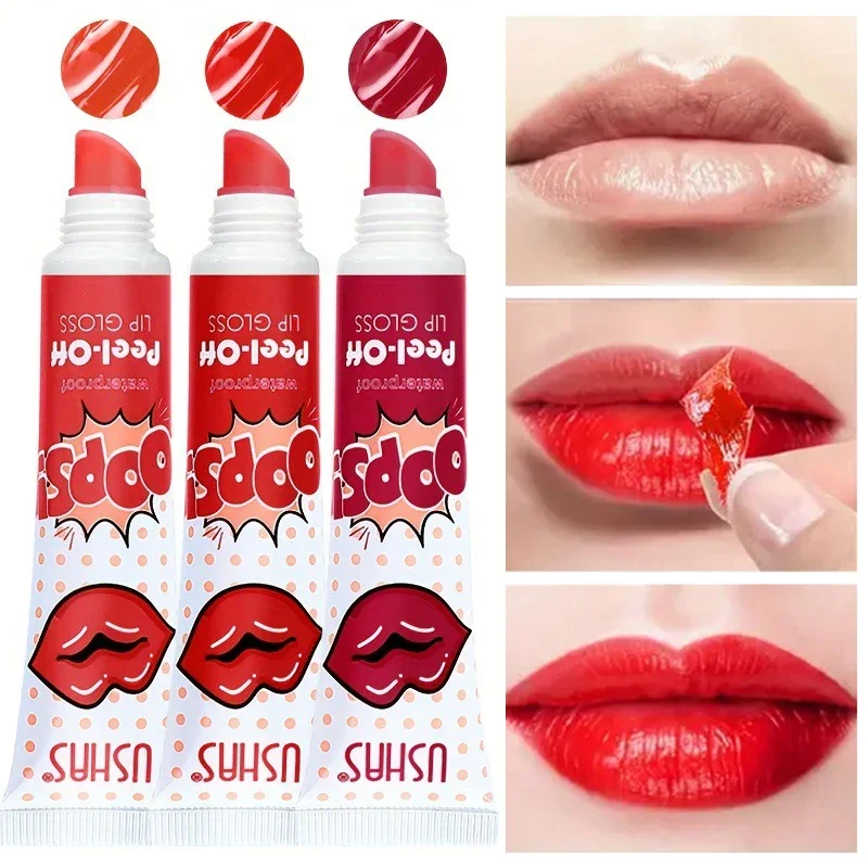 1Pc Peel Off Liquid Lipstick Sexy Red Long Lasting Matte Lip Gloss Moisturizer Waterproof Antiaderente Cup Tear-Off Lip Tint Makeup