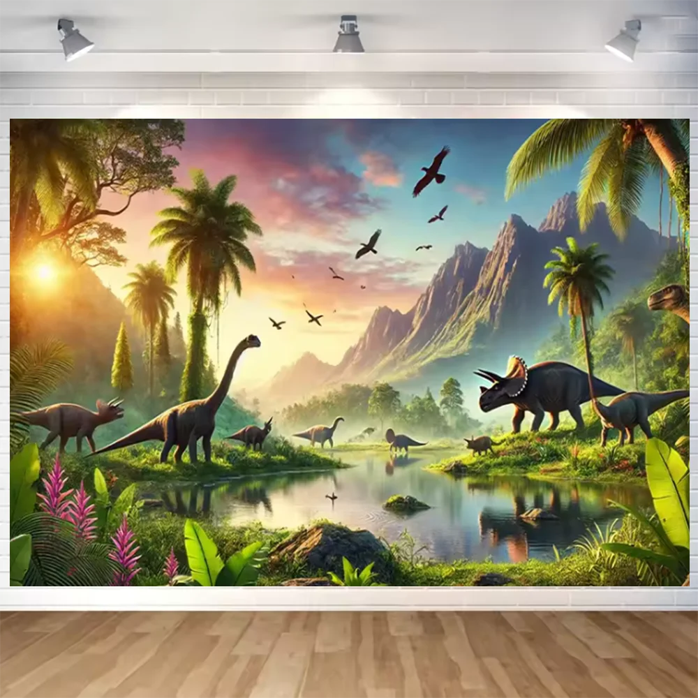 Jurassic Park Dinosaurier Welt Thema Banner Hintergrund Tropischer Dschungel Party Geburtstag Fotografie Poster Dekoration Hintergrund Requisiten – Detail 1