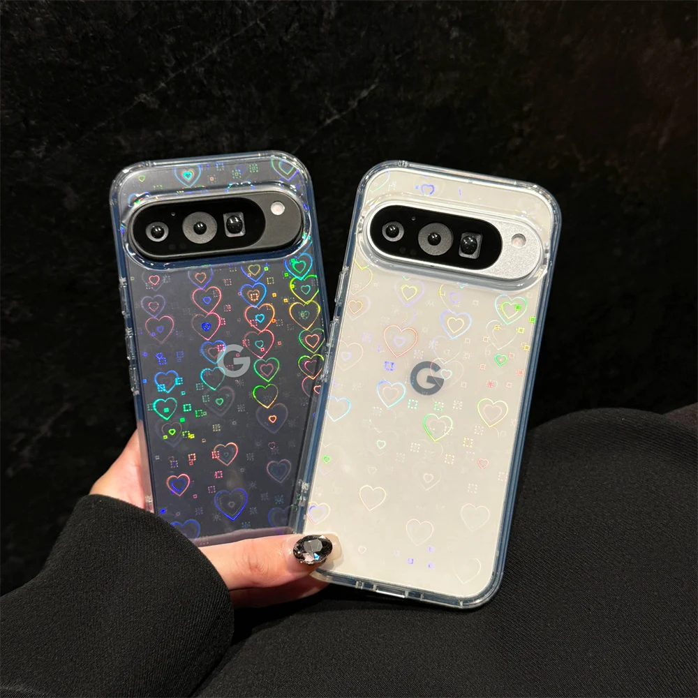 Elegant Laser Love Heart Ultrathin Transparent Shockproof Phone Case
