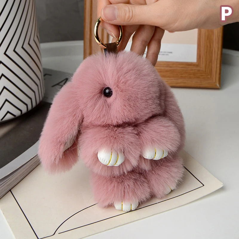 15cm Rabbit Fur Keychain Women Bag Car Key chain Pendant Decoration Jewelry Bags Hangings Accessories Gifts