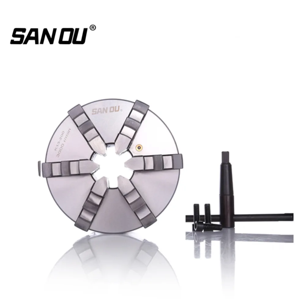 K13-100 125 160 200 250 선반 척, Sanou 6 턱 셀프 센터링 척, 소형 L용 6 인치 스크롤 척, 빠른 배송