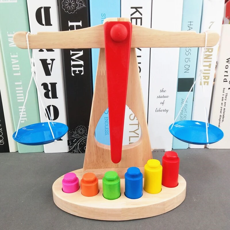Montessori Math Toy Wooden Balance Scale Educational Math Balancing