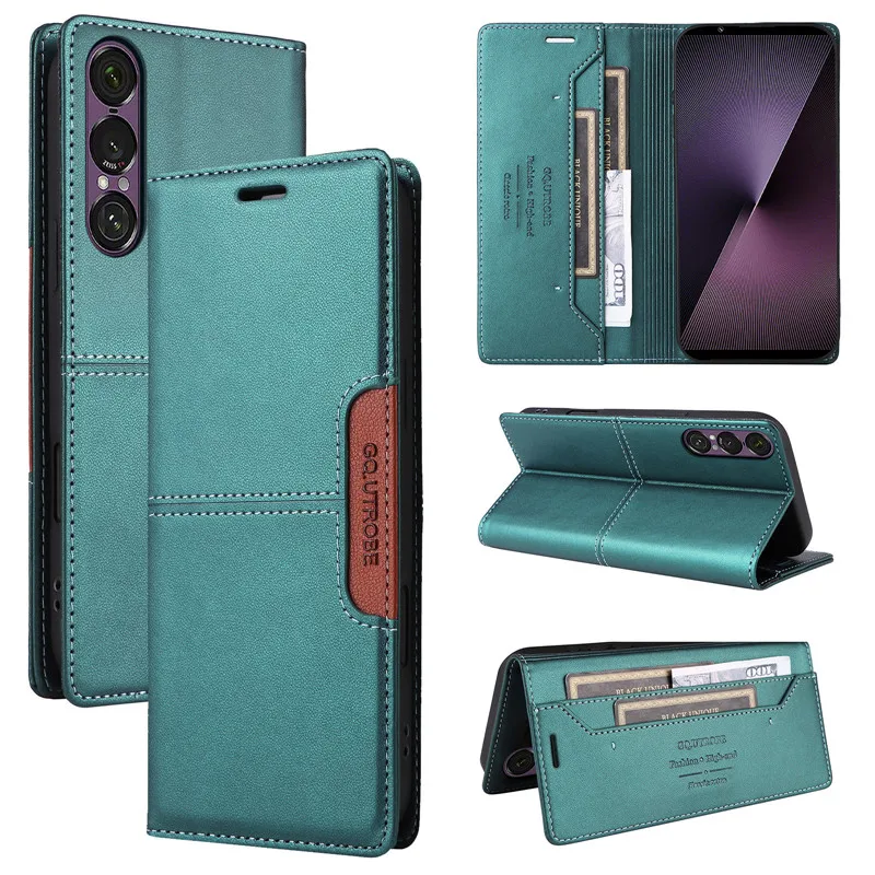 Elegant Magnetic Wallet Leather Phone Case with Anti-theft Card Holder and Flip Cover Design
