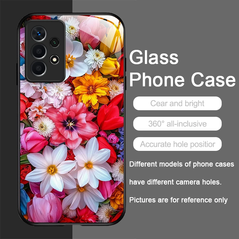 Floral Luxury Fresh Flower Pattern Glass Phone Case