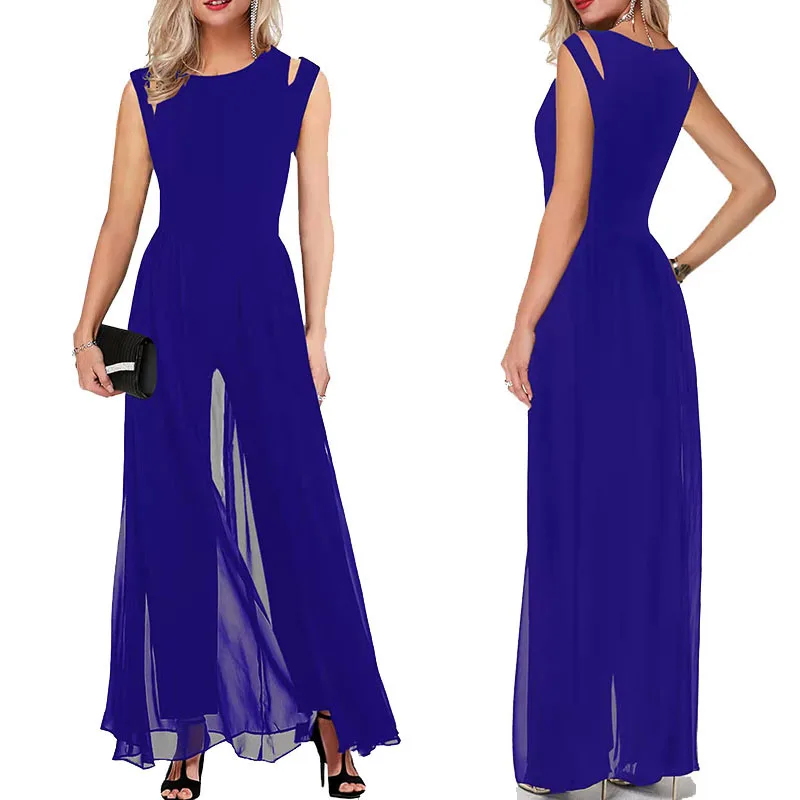 

Spring Summer Long Jumpsuits for Women Elegant Solid Color Wide Leg Pants Rompers Office Lady Full Length Slit Party Jumpsuit