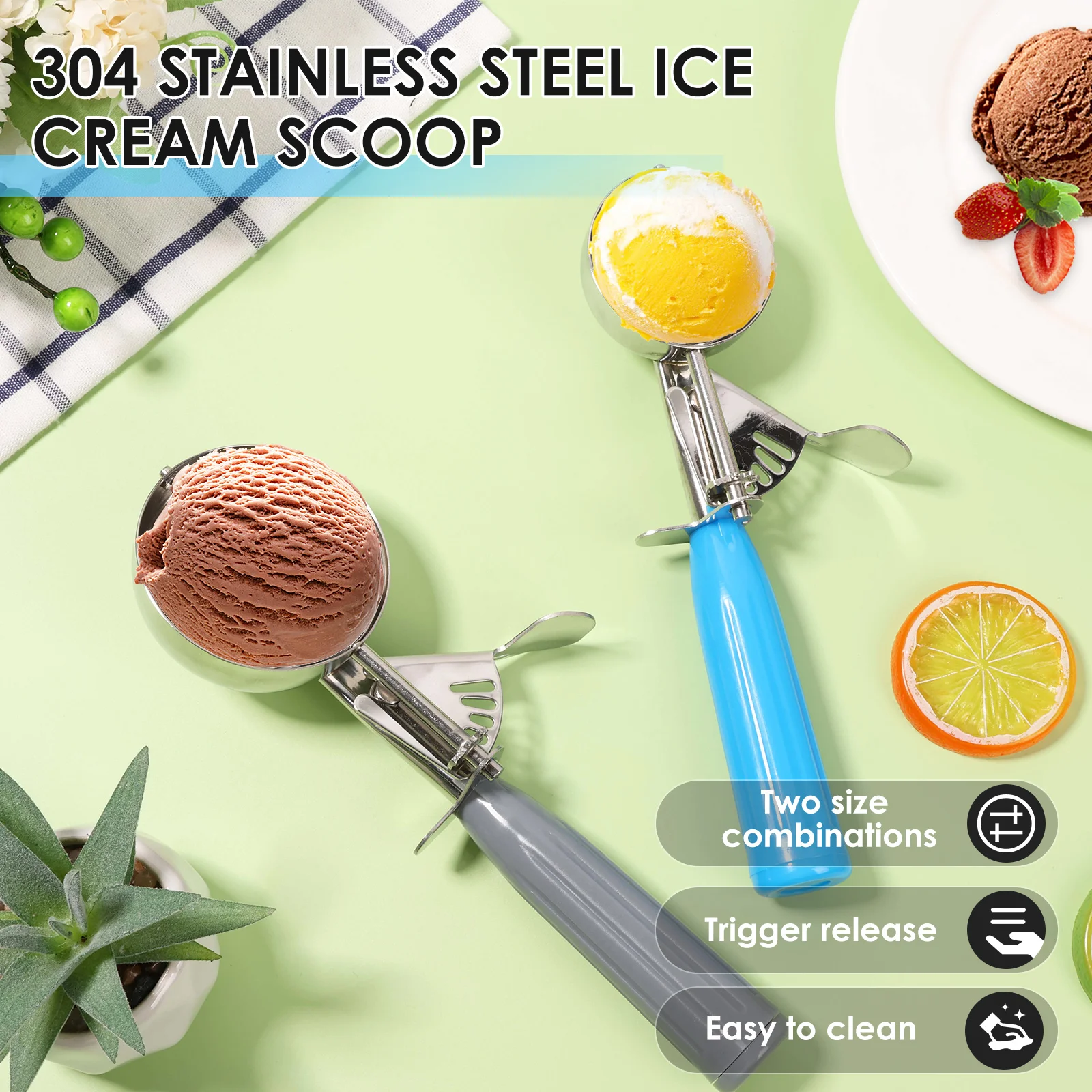 Ice Cream Spoonper Digging Spoon Kitchen Ice Cream Cookie Cupcake Muffin Meatbal Fruit Scoop Household Kitchen Supplies Gadget