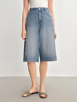 Alternative view of DUSHU Pantalones vaqueros de pierna ancha informales de talla grande para mujer de cintura alta de 7/8 de longitud…
