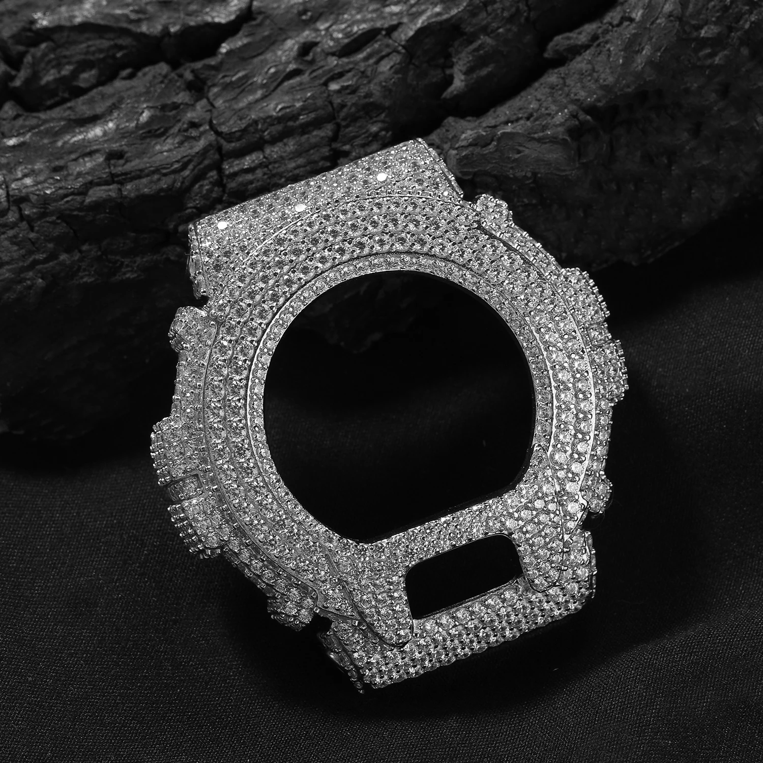 THE BLING KING Full Iced Out Moissanit Watch Case For DW6900 Cubic Zirconia Replacement Cover Hip Hop Luxury Mod Accessory