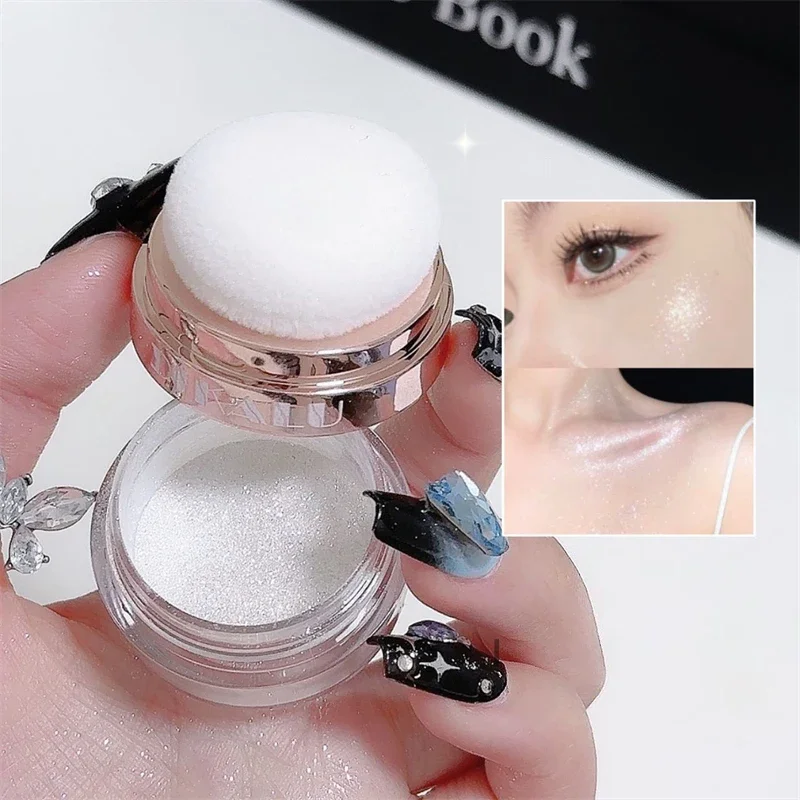 Glitter Powder Highlighter Patting Moonlight White Body Shiny Highlighter Natural Three-dimensional Brighten Face Contour Makeup 4