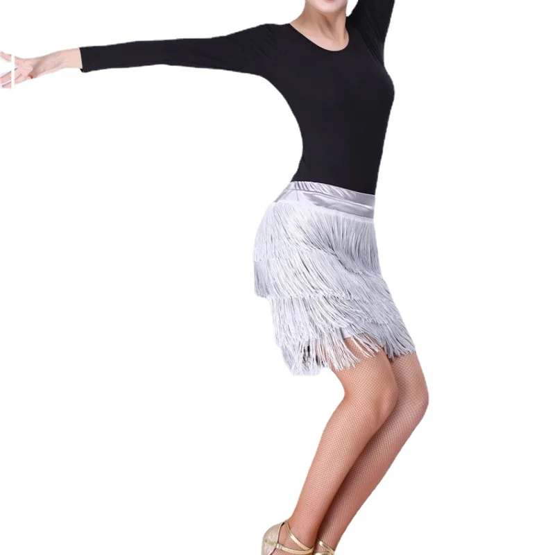 Latin Dance Skirt Sexy Women Samba Tango Four Layers Fringes Dresses Competition Performance Salsa Lady Latin Fringe Skirt