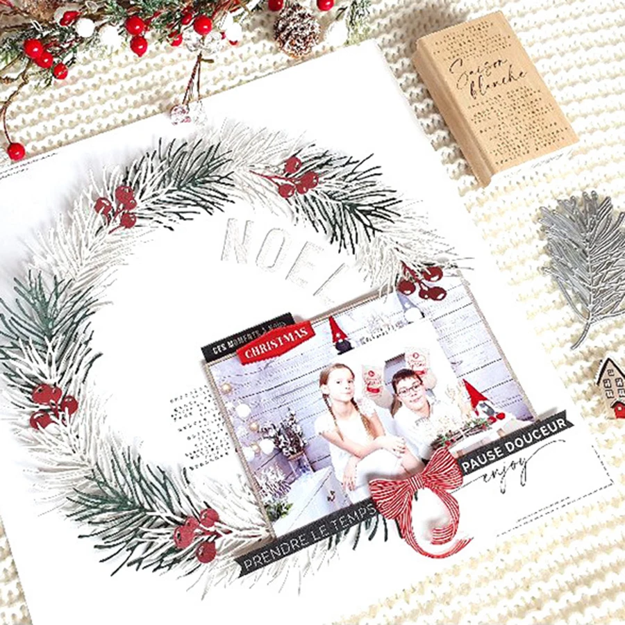 Neue Winter Weihnachten Kiefer Blatt Zweig Metall Schneiden Stirbt für 2025, DIY Sammelalbum Messer Form Klinge Punch Schablone Karte, Der – Detail 2