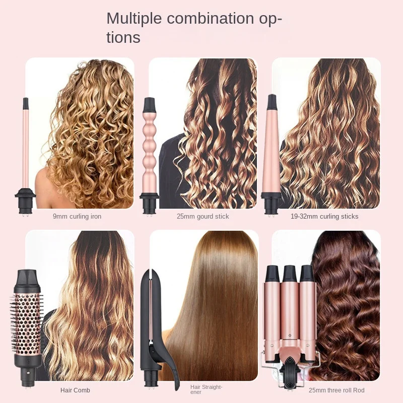 Big wave curling iron, barber shop 19mm big wave three-in-one curling iron combination set. hair curler hot brush