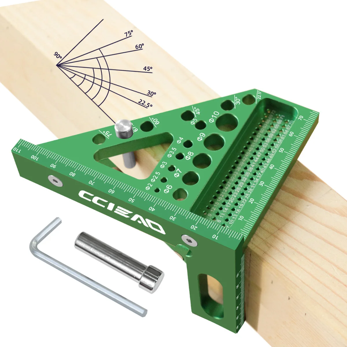 Carpenter Square 3D-Messlineal mit mehreren Winkeln, Lochposition, hohe