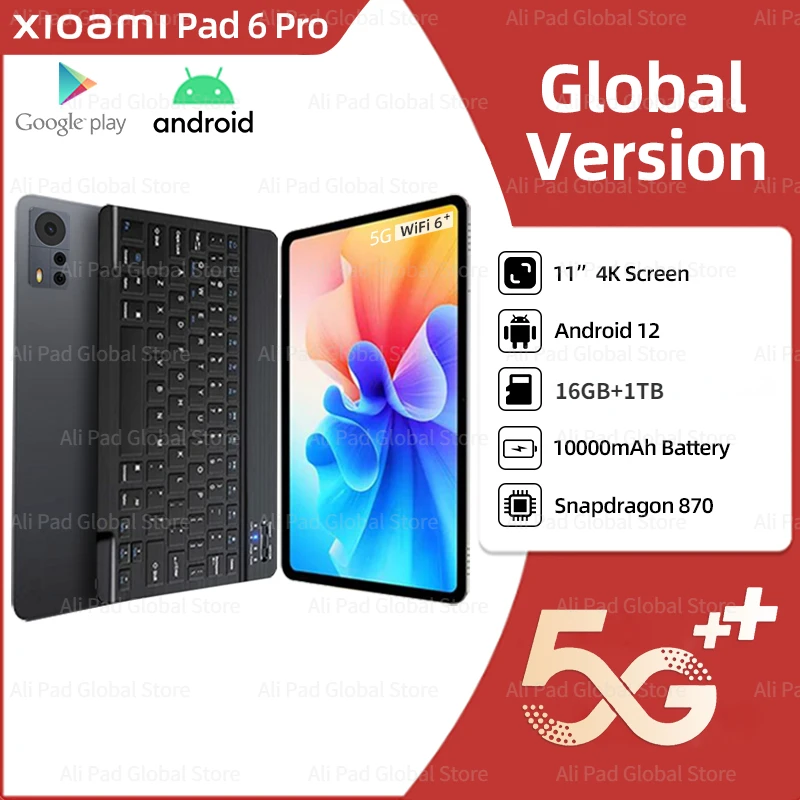 

Tablet Original 샤오신패드 2024 Pad 6 Pro Snapdragon 870 Android 12 12GB+512GB Tablets PC 5G Dual SIM Card WIFI HD 4K Mi Tab
