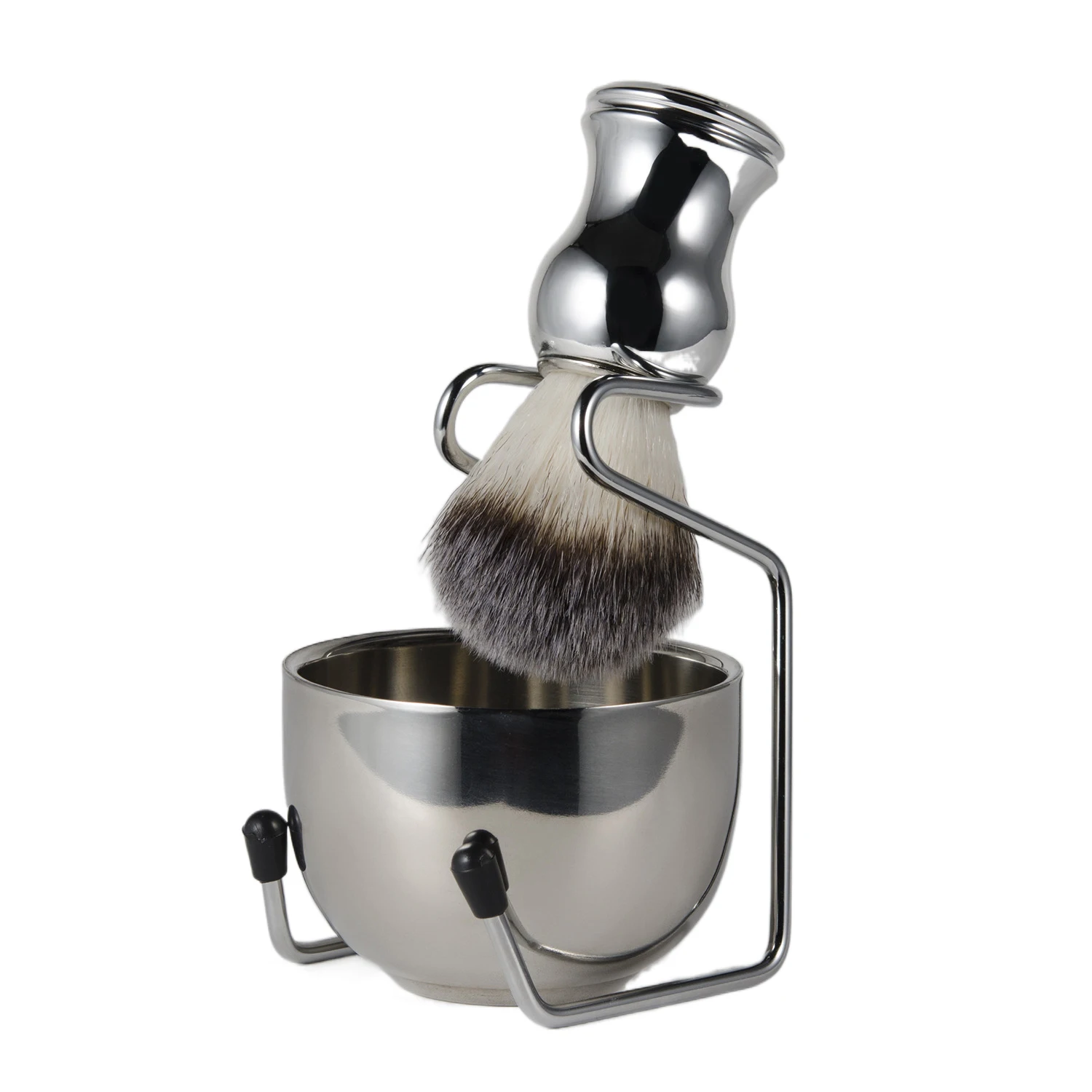 Shaving Brush Set ,3 PCS Shaving Kit, Nylon Brush With Stainless Steel Shaving Bowl and Brush Stand,Wet Shaving Tool For Men