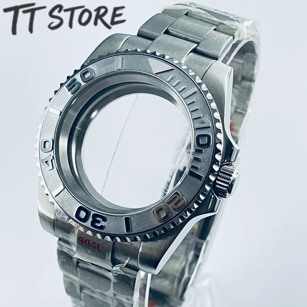 Silver 40mm Watch with Ceramic Bezel and Sapphire Case