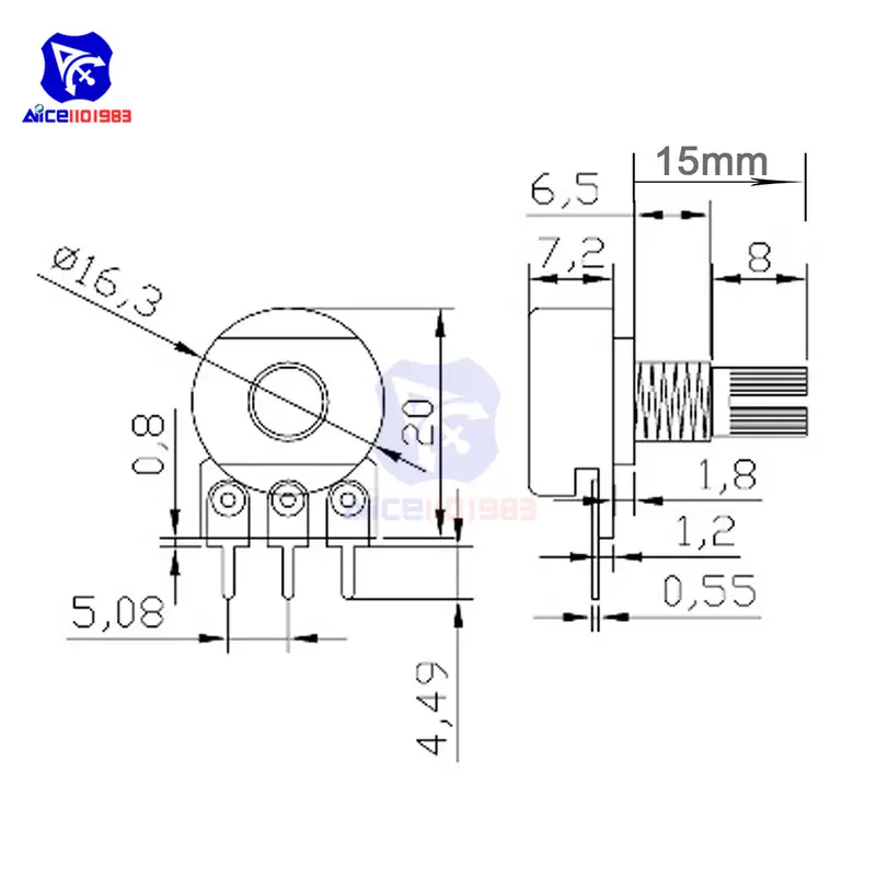 5 PCS/Lot Potentiometer Resistor 1K 2K 5K 10K 20K 50K 100K 500K Ohm 3 Pin Linear Taper Rotary Potentiometer for Arduino with Cap - Image 6